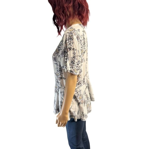 (5 for $25) Maurices White Floral Drawcord Waist Peasant Top - Medium - NWT - Picture 4 of 6